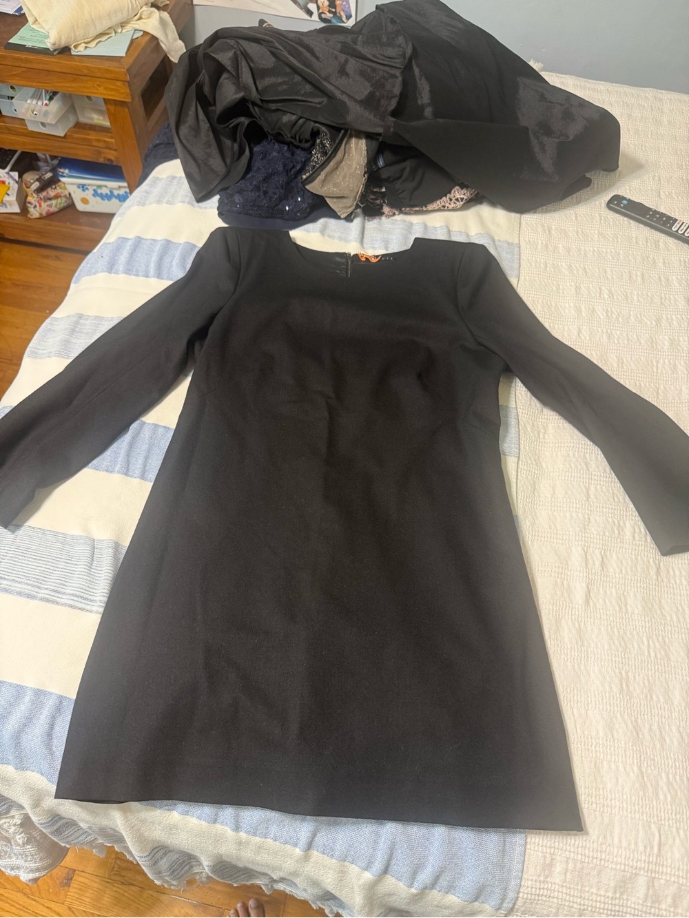 Theory Black Long-Sleeve Shift Dress